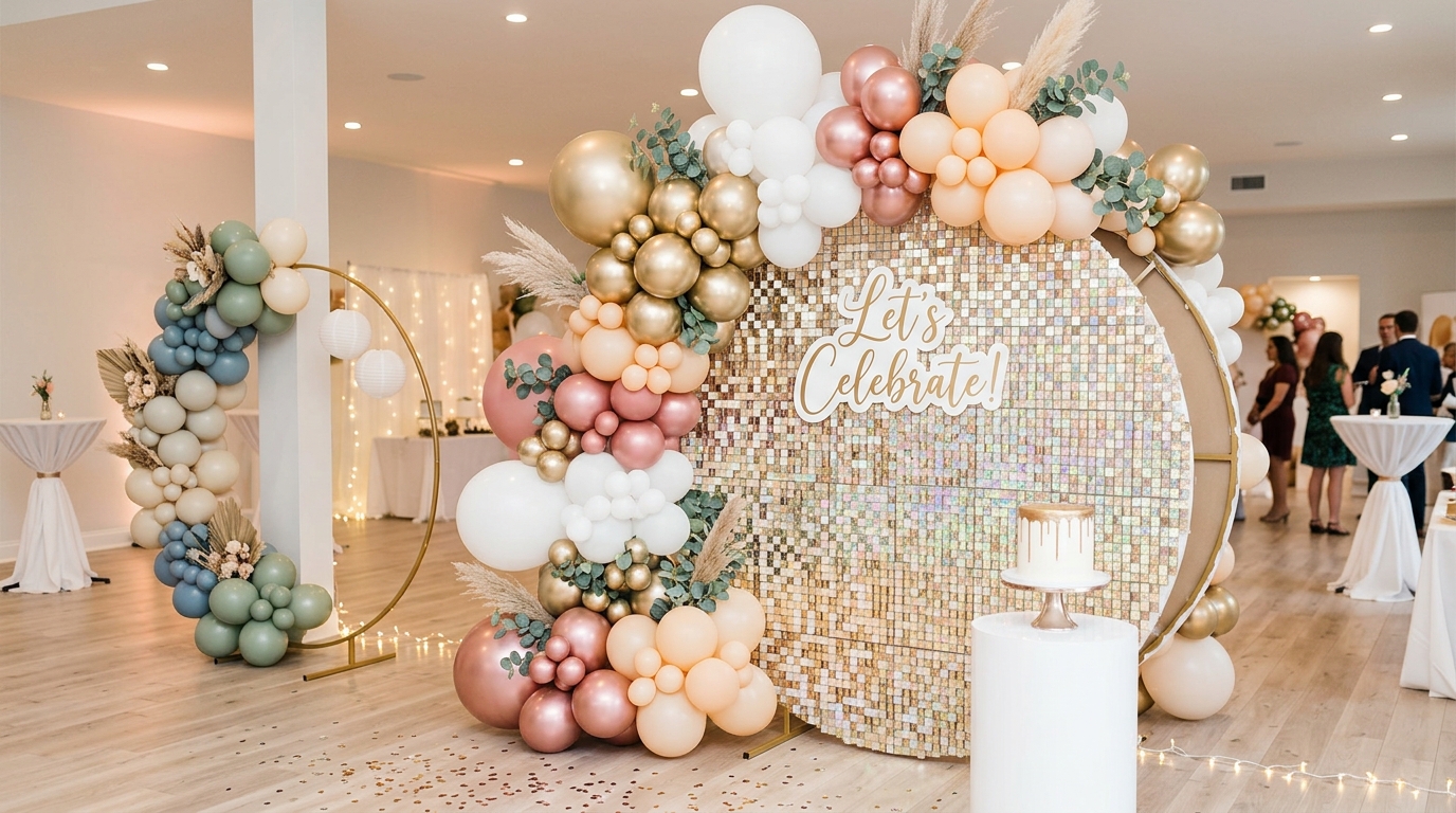 Balloon setup and backdrop